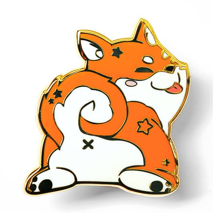 Shiba Inu (Red) Sploot Enamel Pin, father's day gift for wholesale by Flair Fighter