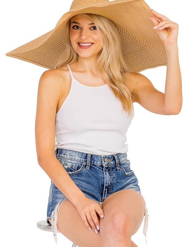 Extra Wide 12" Glossy Finish Light Floppy Hat for wholesale by Cap Zone