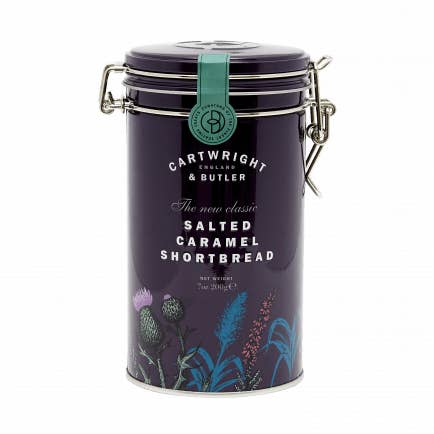 Sablés au caramel salé C&B en boîte pour la vente par Cartwright & Butler