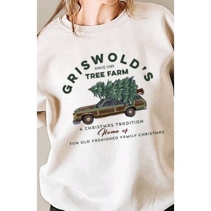Griswold's Tree Farm Since 1989 Crew Sweatshirt for wholesale by Peach Closet