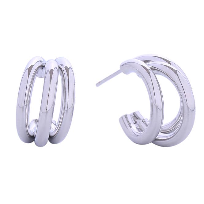 Hana - Wholesale Hoop Earrings - 14K Triple Hoop Tango Post Earrings3