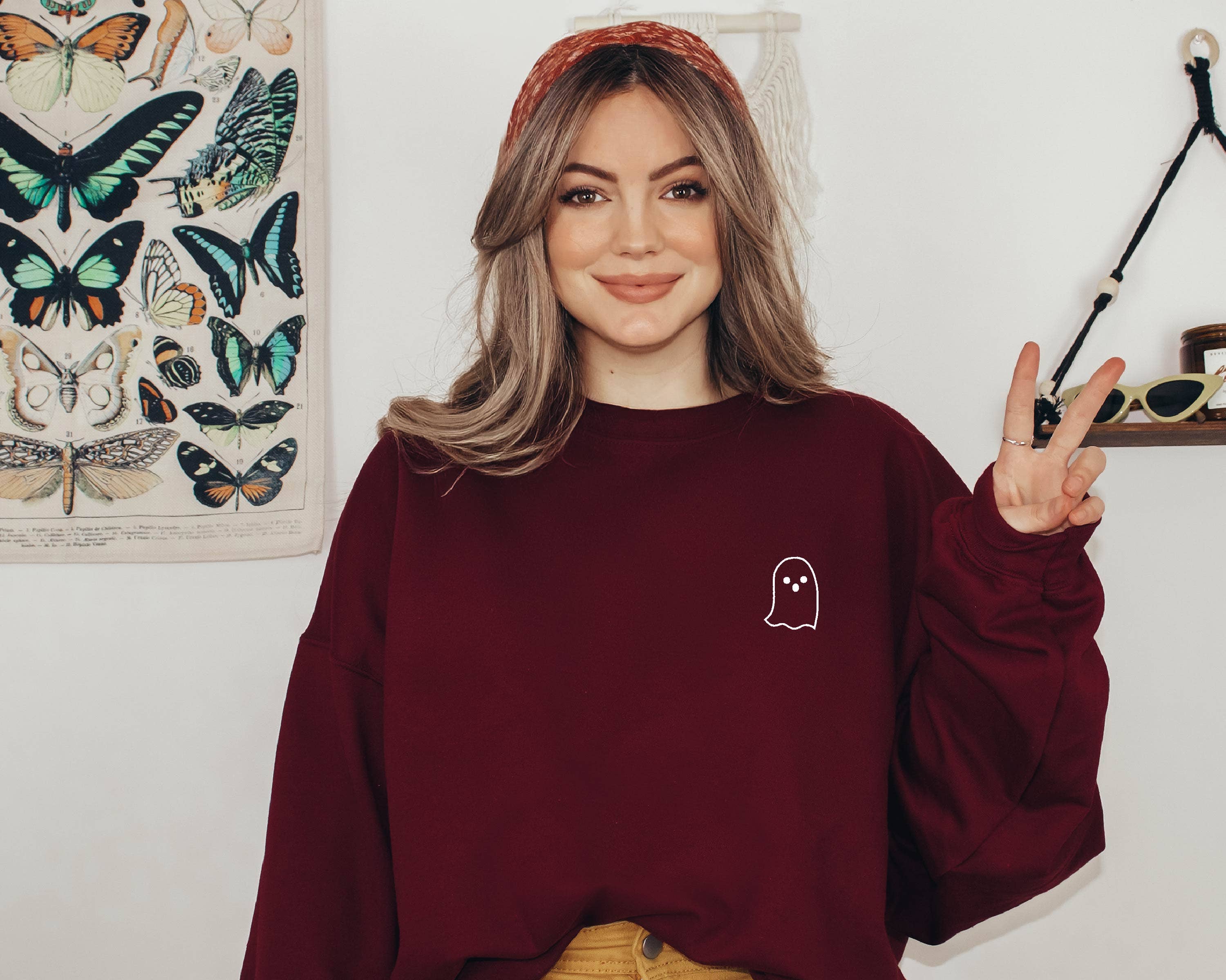 P E T I T R U E - Wholesale Sweatshirt - Women's - EMBROIDERED Sweatshirt for Fall - Ghost Crewneck Sweater5