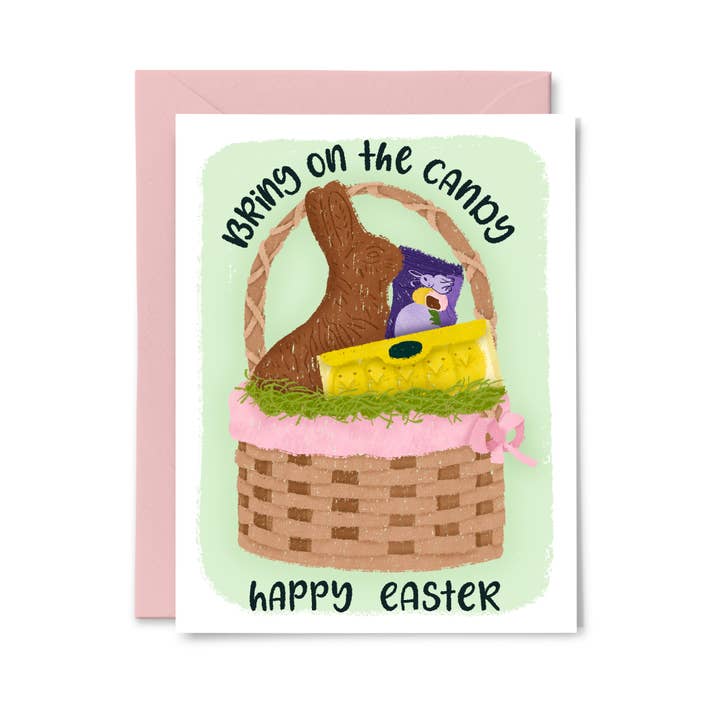 Porta i Dolci - Divertente Biglietto per il Cestino di Pasqua per la vendita all'ingrosso da parte di Paper Bunny Press