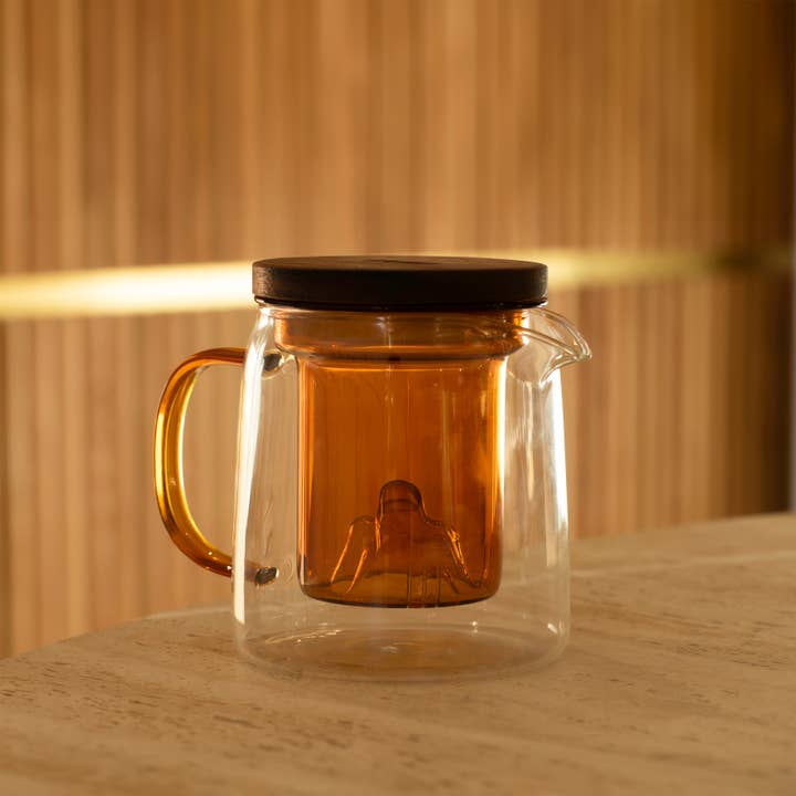Ogo living - Wholesale Tea Pot - LASKA 450ml glass teapot with handle and amber infuser1