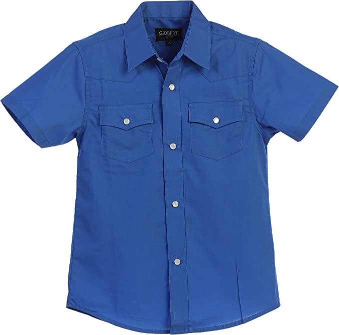 b-one inc - Wholesale Button Down Shirt - Men's - Men's Casual Western Solid Short Sleeve Shirt with Pearl Snaps GB-SS95W8