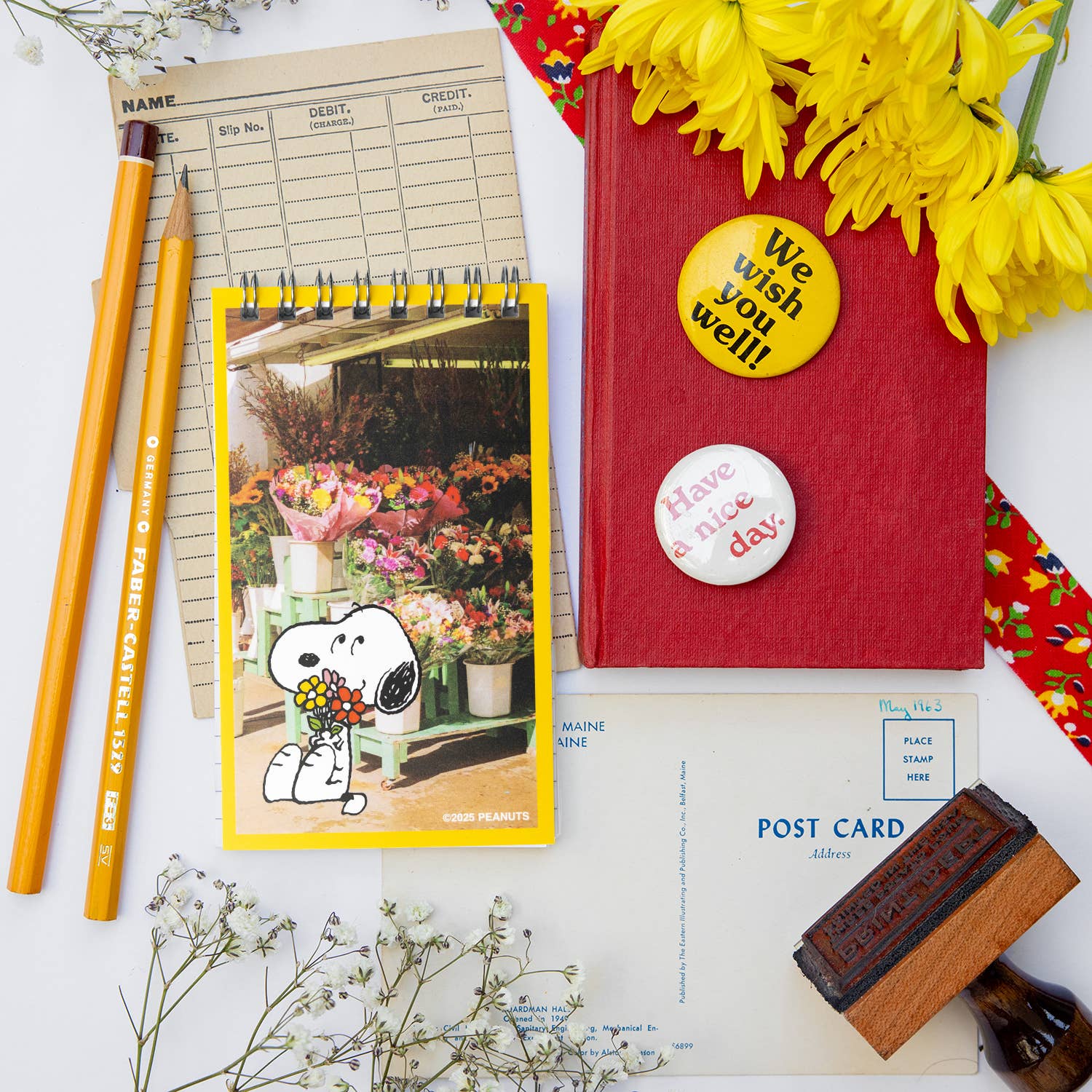 Three Potato Four – wholesale Notepad – 3P4 x Peanuts® - Snoopy Flower Bouquet Mini Notebook2