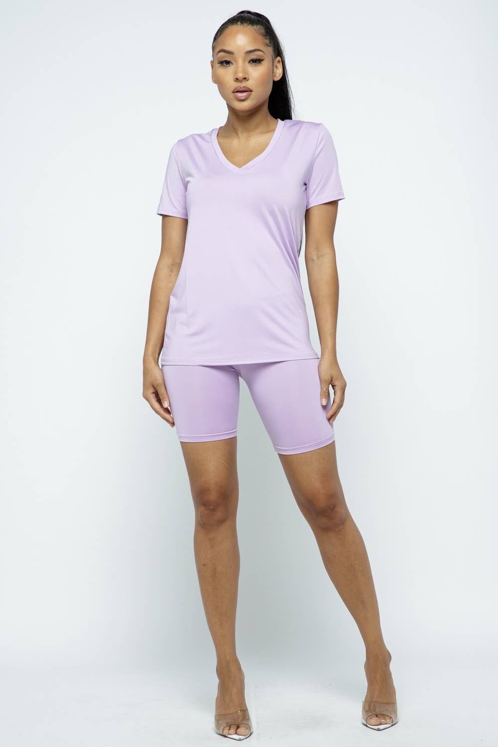 Boswell - Wholesale Lounge Set - Women's - Solid Top and Biker Shorts Set6