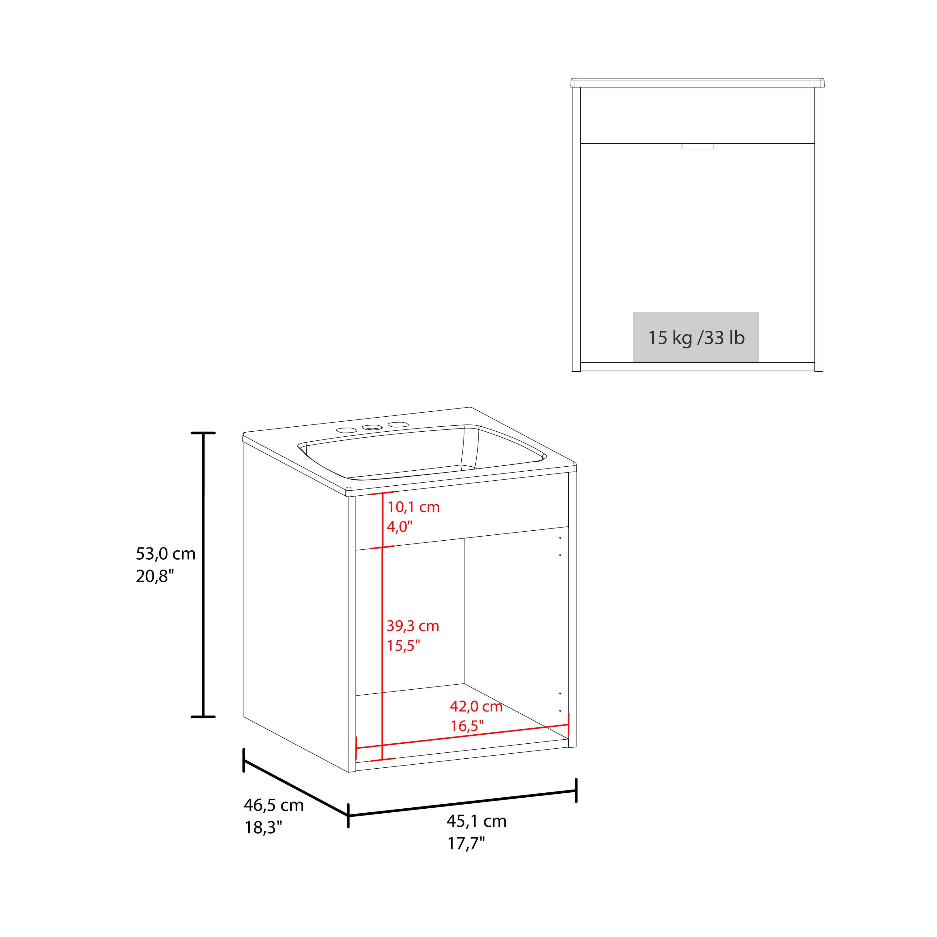 TUHOME FURNITURE - Wholesale Cabinet - Bathroom Vanity 45 Meka, One Open Shelf7