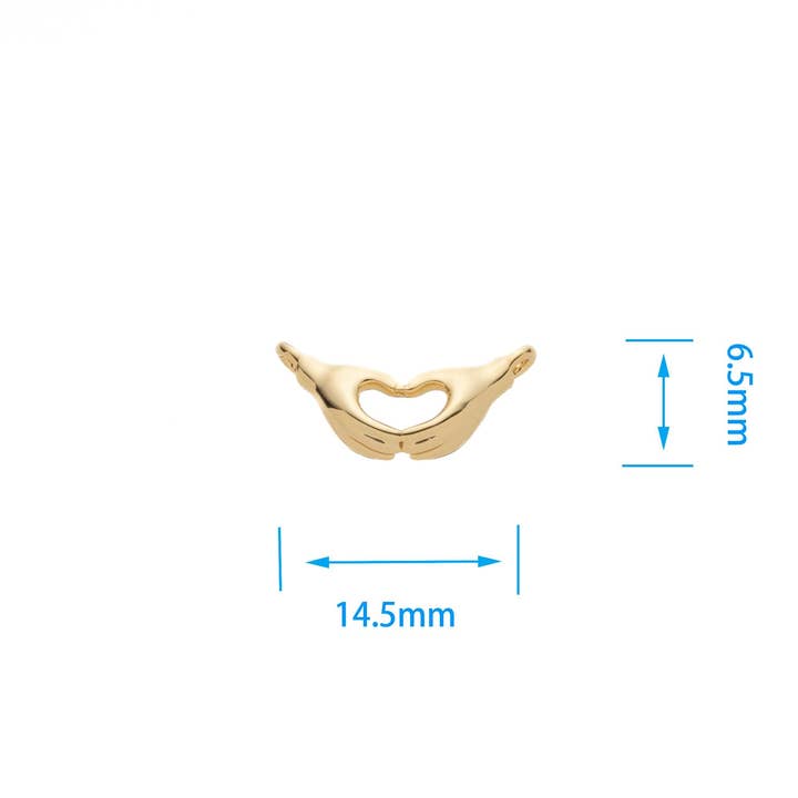 Jewel Pledge - Wholesale Individual Charm/Pendant - Gold Hand Heart Shape Connector Charm,CNG6222