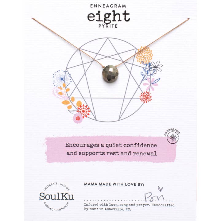 SoulKu - Wholesale Pendant/Charm Necklace - Pyrite Enneagram Necklace for Type Eight - ENNE08