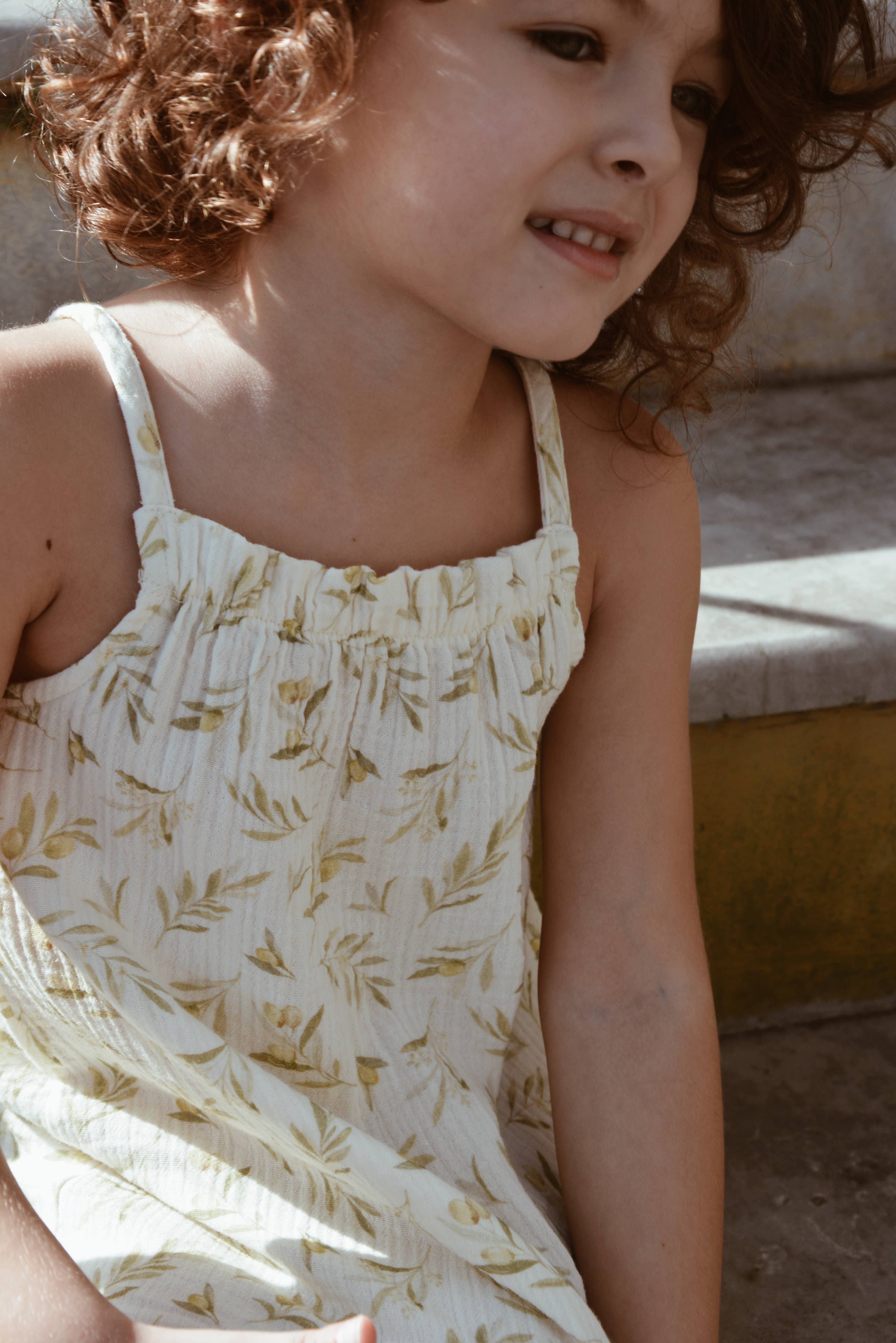 Eli & Nev (we cover U.S. import duties) - Wholesale Dress - Baby - Baby / Kids Summer Olive Pattern Dress 100% Cotton Muslin8