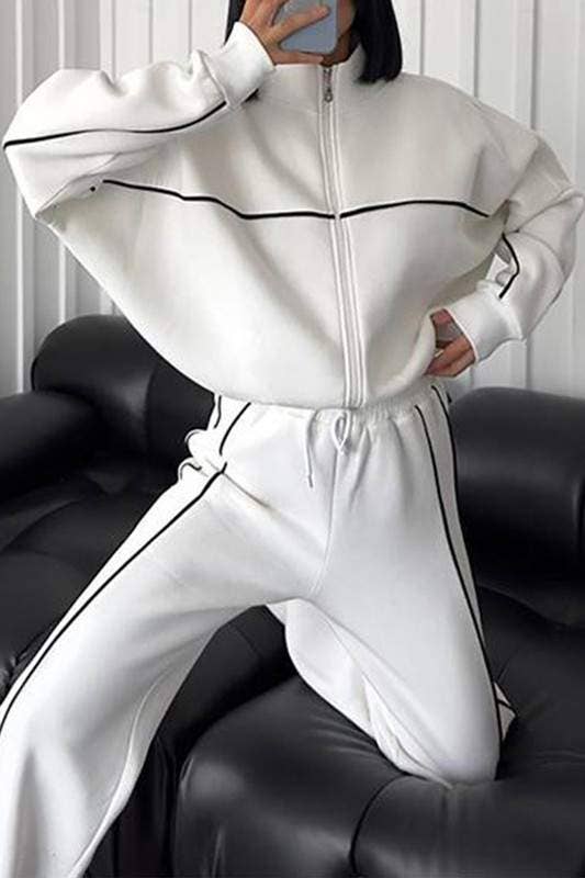 Fashion Combination – Engroshandel Top- og nederdelsæt - Dame – afslappet pasform træningsdragt med lynlås8