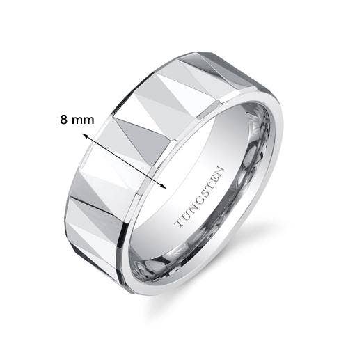 Peliani - Wholesale Jewelry - Men's - Faceted 8mm Men's Premium Tungsten Ring Band Size 121