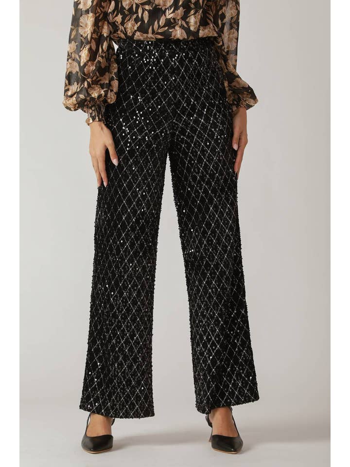 Black A sequin pant - IP8688 for wholesale on Faire