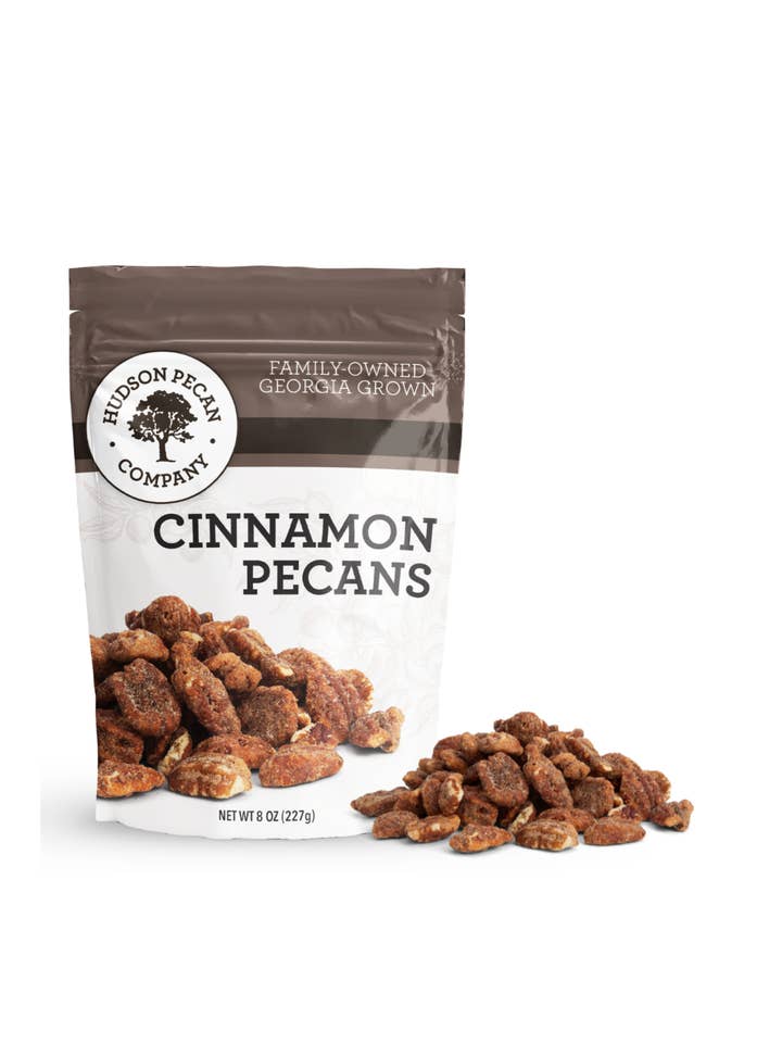 Cinnamon Pecans 8oz for wholesale by Hudson Pecan Company