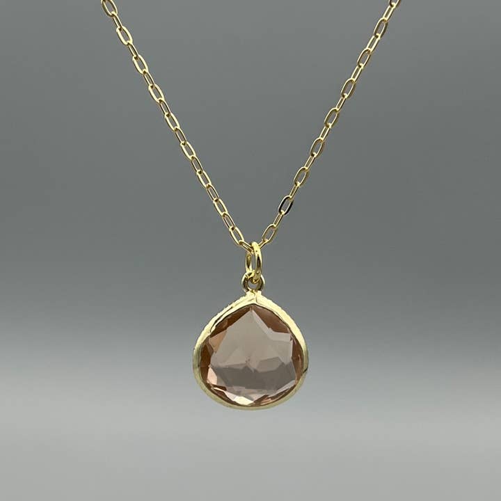 Collana a Goccia Larga in Morganite con Texture Dorata per la vendita all'ingrosso da parte di Something Silver