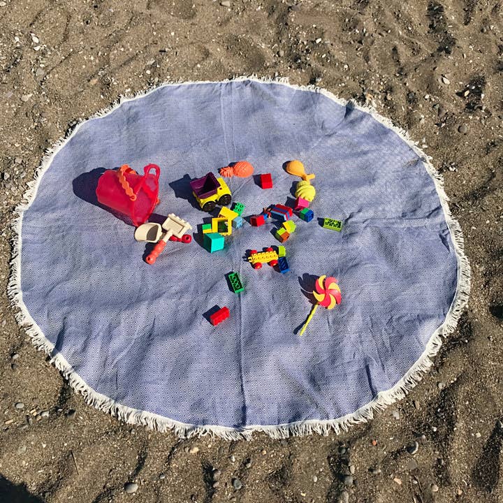 Buld&Co. - Wholesale Beach Towel - Round Turkish Towel,Beach Blanket, Picnic Blanket, Baby Gift