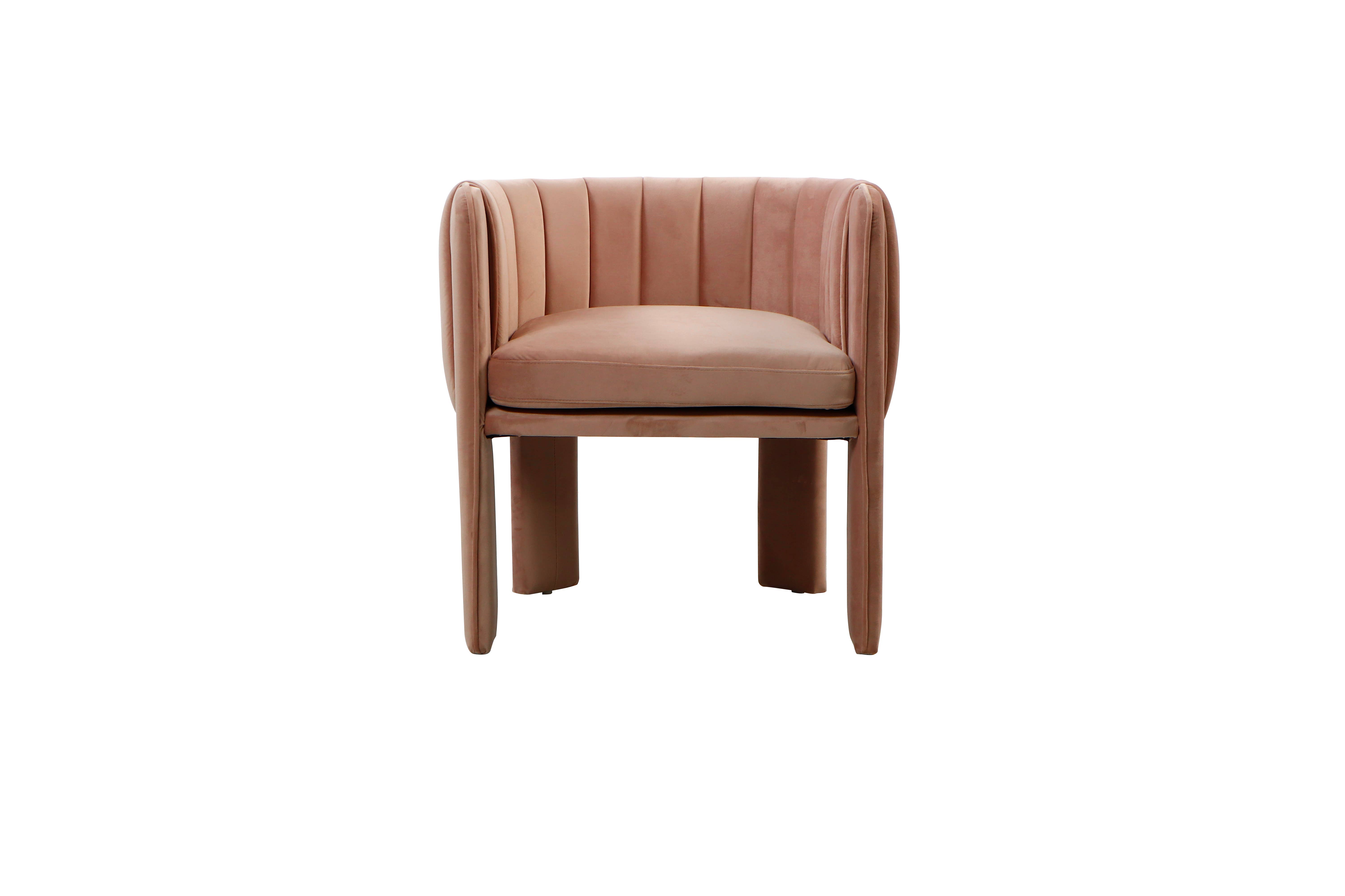 Statements by J - Vendita all'ingrosso Sedie - Poltrona da pranzo Olivia con braccioli e cucitura a canali, color blush2