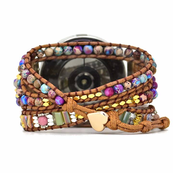Free Spirit Shop - Wholesale Watch Band/Strap - Women's - Purple Jasper & Rhodonite Beaded Samsung / Garmin Watch Band