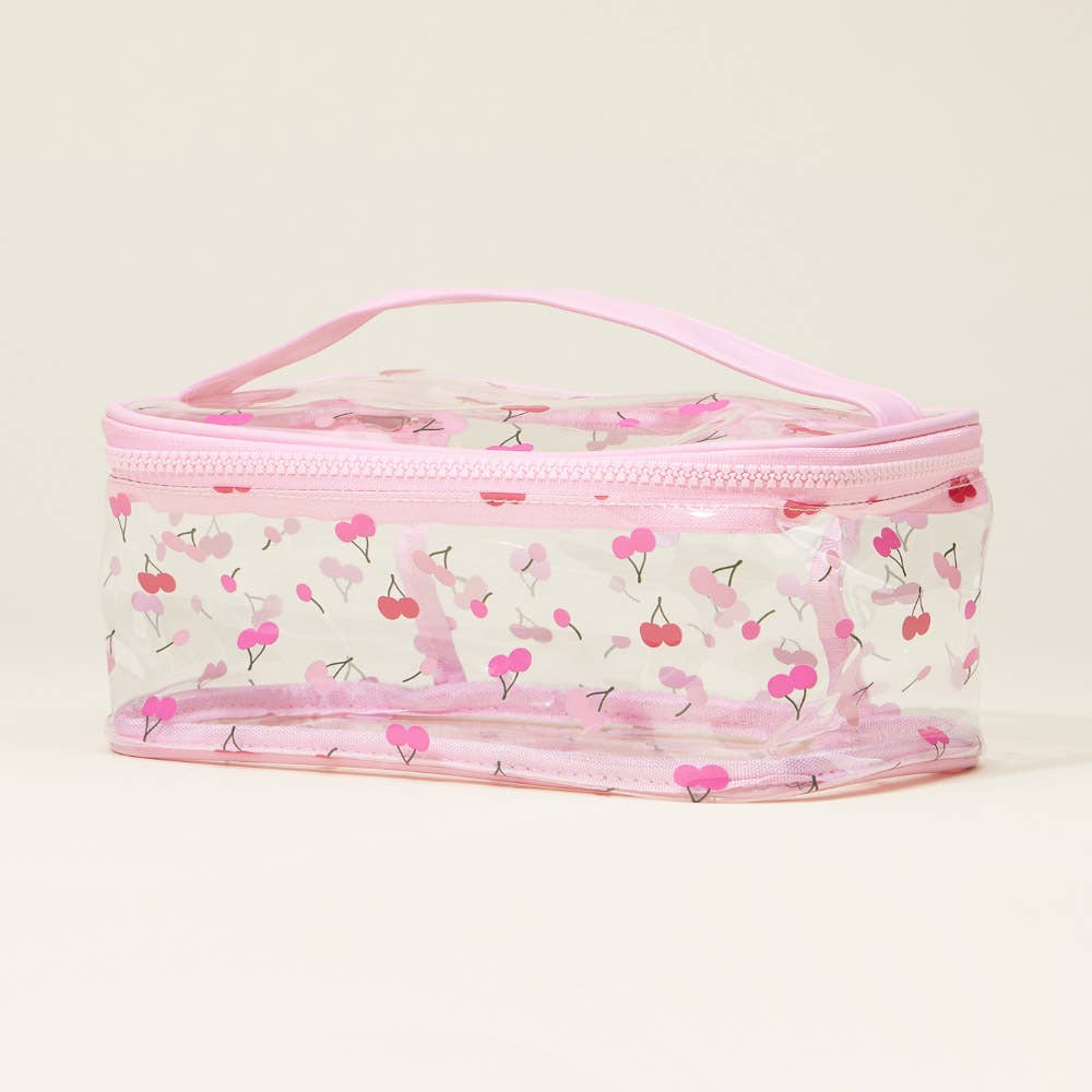 Sensibling Corp. - Wholesale Makeup/Cosmetic Bag - Top Handle Fruit Pattern Transparent Cosmetic Pouch Bag0