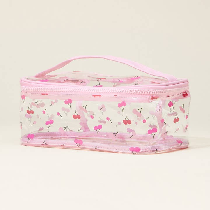 Sensibling Corp. - Wholesale Makeup/Cosmetic Bag - Top Handle Fruit Pattern Transparent Cosmetic Pouch Bag