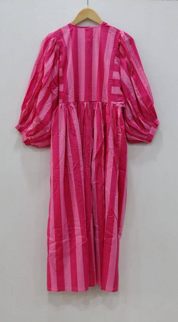 bhavnas boutique - Wholesale Dress - Women's - Midi Dress Mini Dress Striped Long Dress Deep Neck Cotton 4