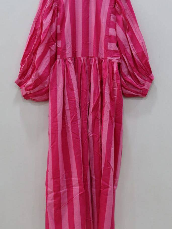 bhavnas boutique - Wholesale Dress - Women's - Midi Dress Mini Dress Striped Long Dress Deep Neck Cotton 4