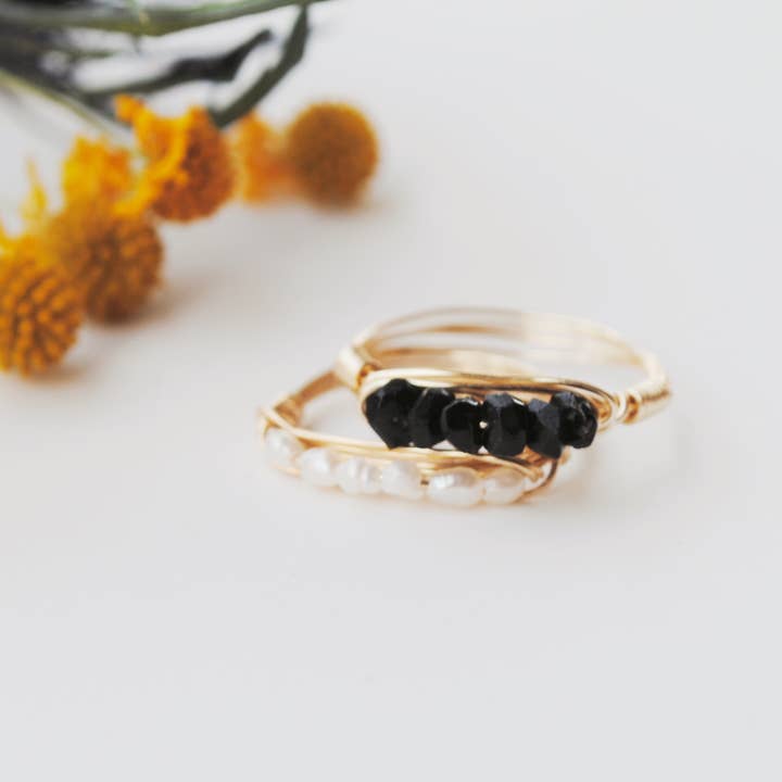 Seaflowerjewelry - Wholesale Band/Stacked Ring - Black Tourmaline Stacking Ring1