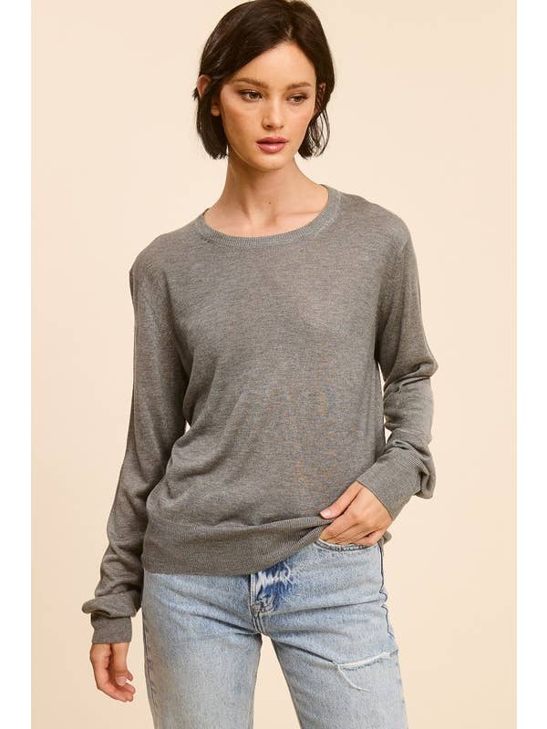 Cinza Heather Camisola de Gola Redonda para o Dia a Dia para venda a revendedores na Faire