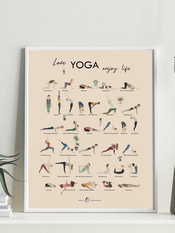 Love and Enjoy Life Yoga Poster for wholesale by les Carollaises