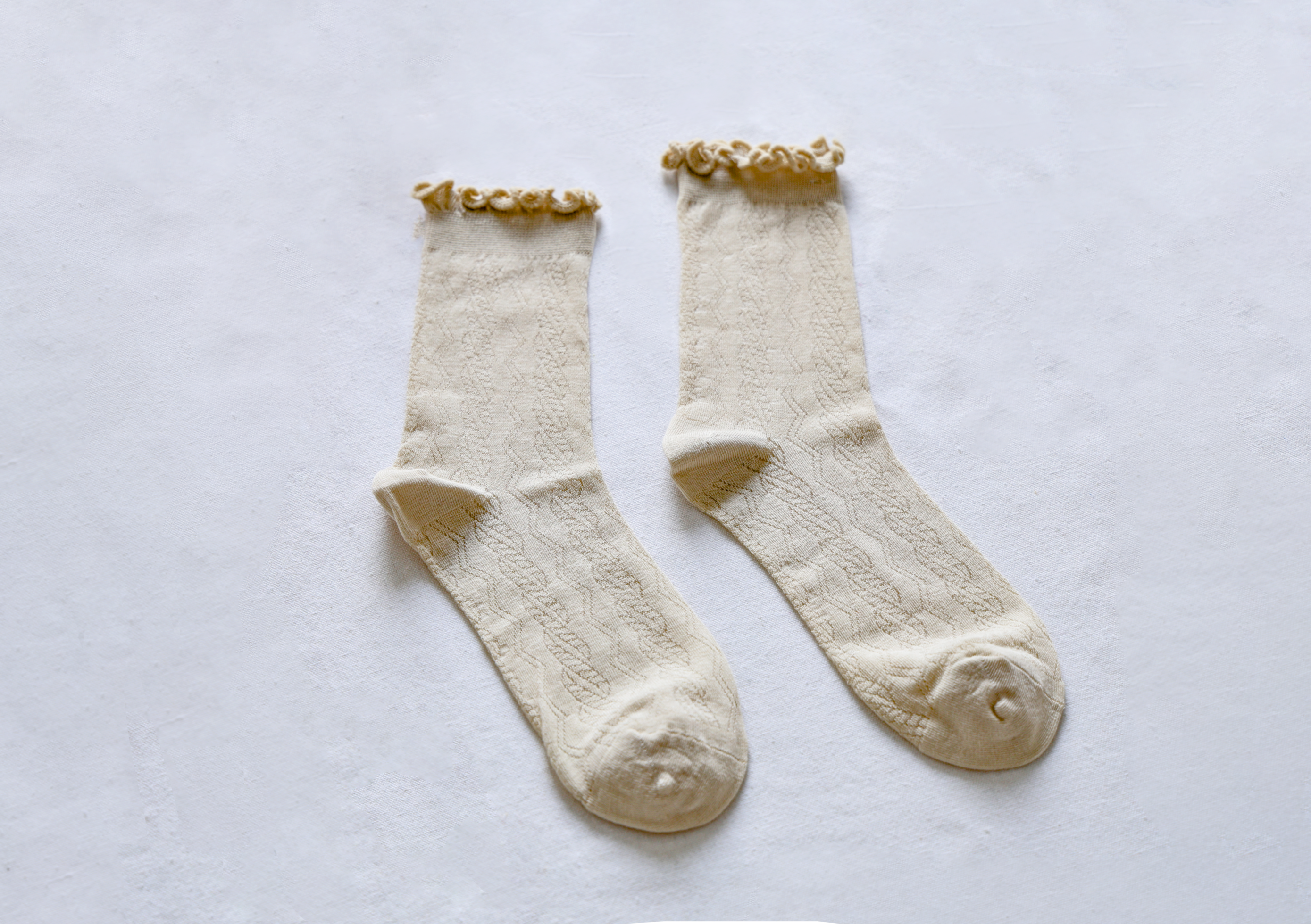 Happy Knits – wholesale Socks – Women's – Women's Ruffle Mesh Cotton Socks - Retro & Breathable0