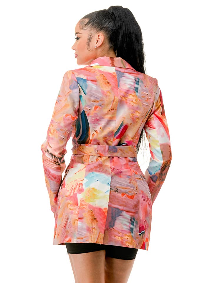 Namatt Design - Wholesale Blazer - Women's - Plus Long Sleeve Tie Waist Blazer2