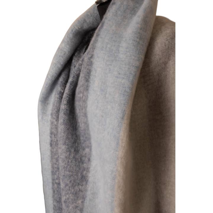Jess & Lou - Wholesale Scarf - Women's - Grey & Blues Striped Chunky Winter Scarf SW7611