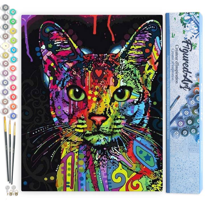 Peinture par numéros Chat Fractal Moderne pour la vente par Figured'Art