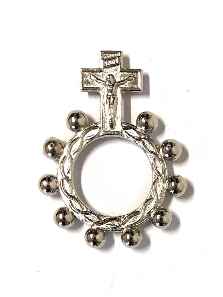 Decade finger rosary in nickel-plated metal for wholesale by Costa Articoli Religiosi