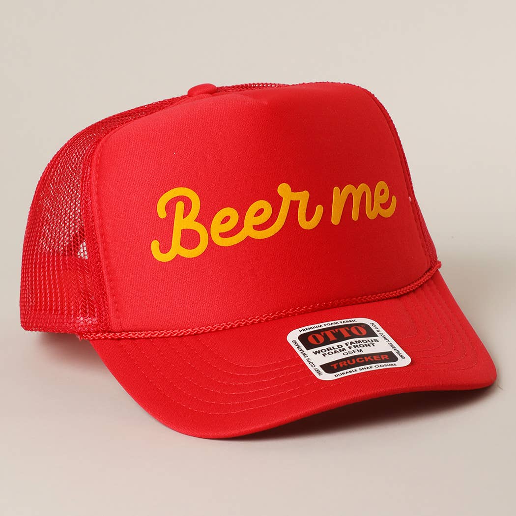 Fashion City – Engroshandel Trucker hat - Unisex – Øl Mig Tekst Printet Mesh Ryg Skum Trucker Kasket22