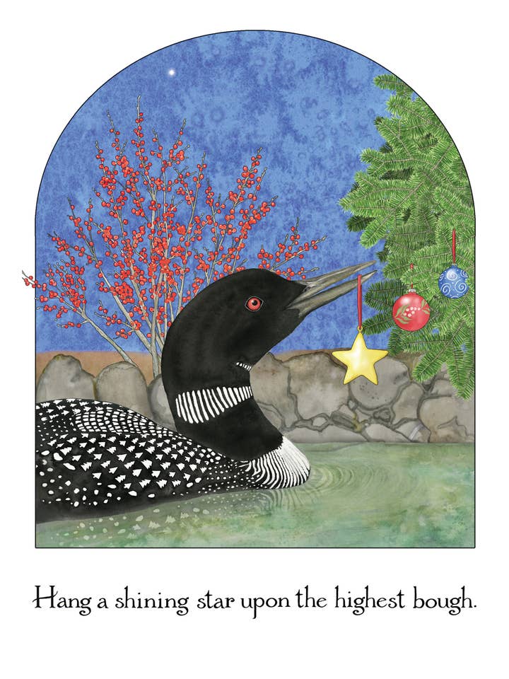 NEW! Shining Star Loon Holiday Card for wholesale by Firefly Sky Design