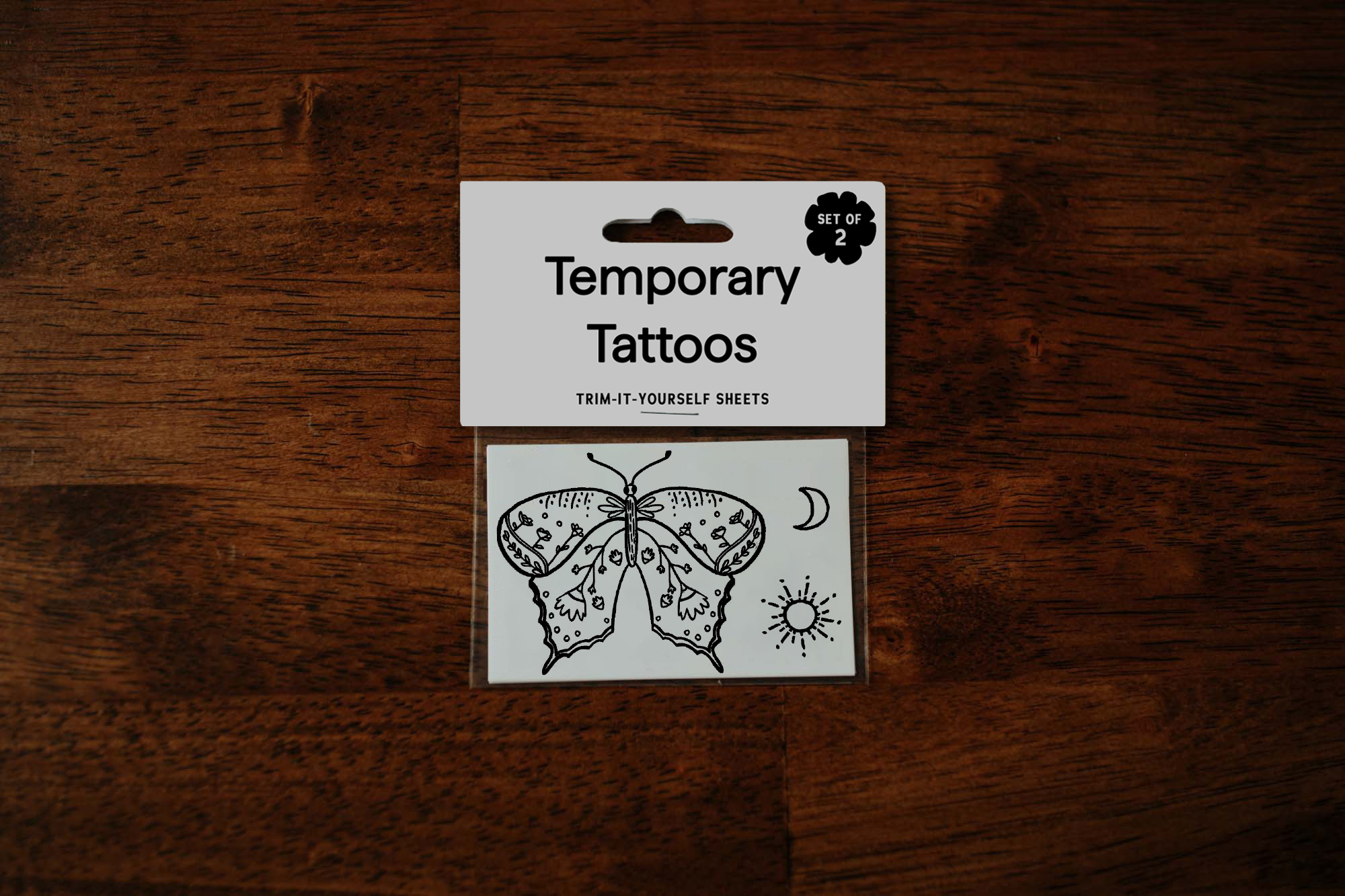 Saint Tattoos - Vente Tatouages temporaires - Tatouages temporaires en forme de papillon, de soleil et de lune1