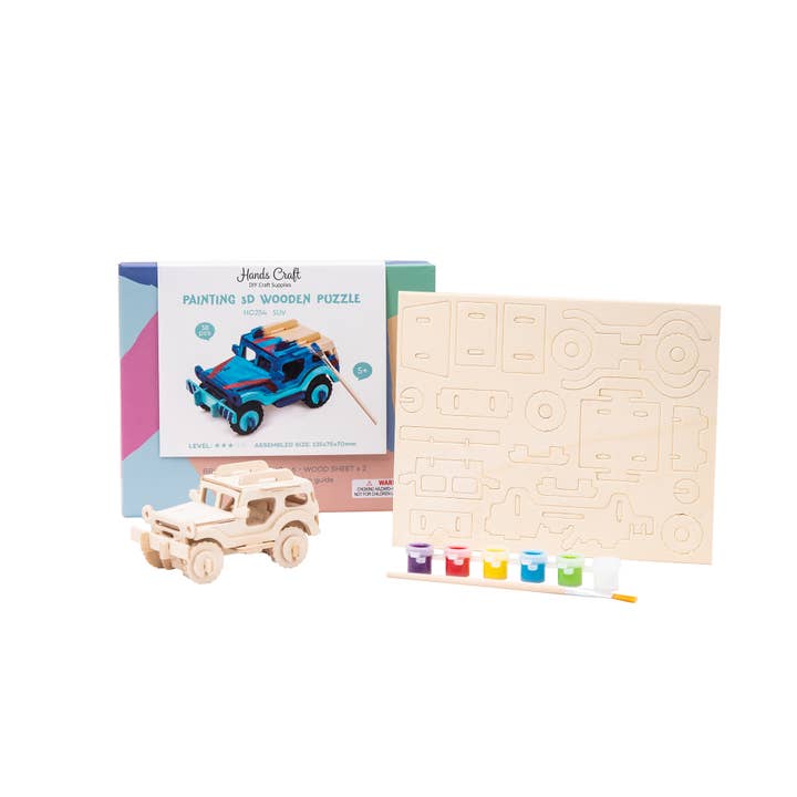3D Wooden Puzzle with Paint Kit: SUV for wholesale by Hands Craft