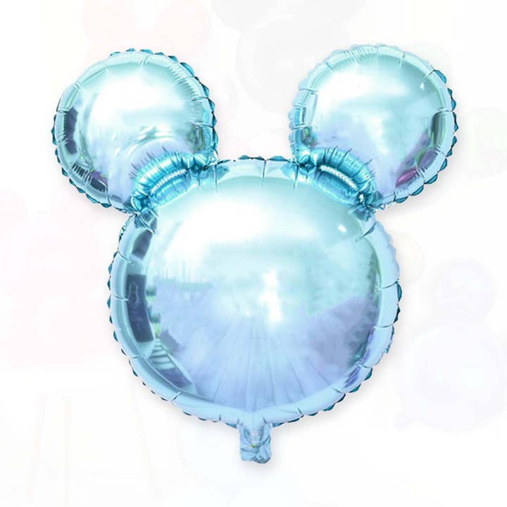 Light Blue Mickey Mouse Head Mylar Foil Balloon (24 Inches) for wholesale by Ellie's Party Supply