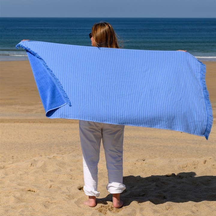 Telo da spiaggia in spugna a righe (100% cotone, asciugamano hammam leggero) per la vendita all'ingrosso da parte di SeaKisses