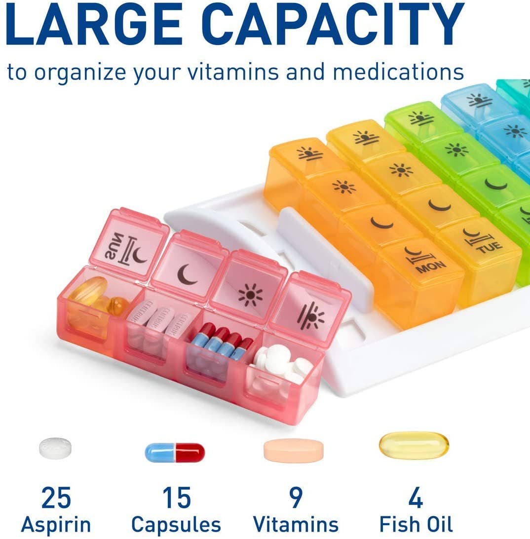 Apothecary Products LLC - Wholesale Pill Organizer - Ezy Dose® Weekly 4x/Day Pill Planner, Rainbow2