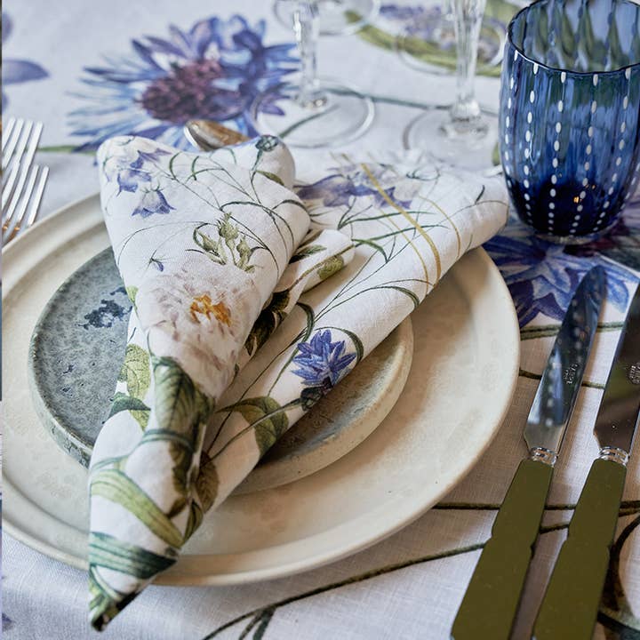 Koustrupco - Wholesale Dinner & Cloth Napkin - Blue Flower garden Linen napkins1