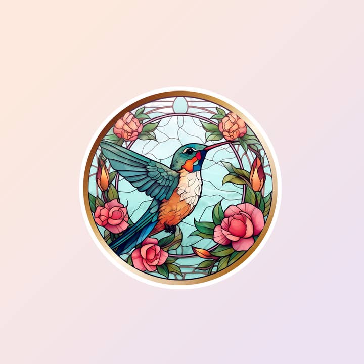 Sorry Not Sorry Co – Großhandel Aufkleber – Kolibri-Aufkleber, Buntglas-Vogelaufkleber, ästhetisch
