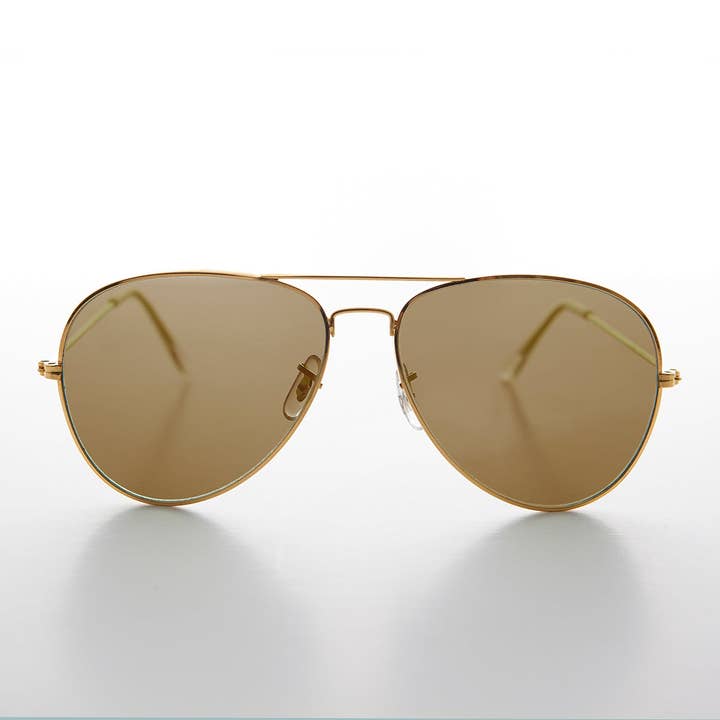 Óculos de Sol Aviador Vintage em Metal com Lentes de Vidro - Hughes por atacado de SUNGLASS MUSEUM