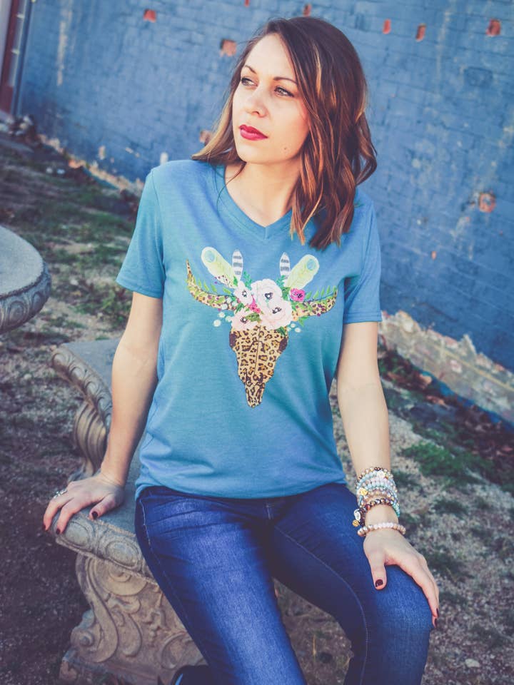 Leopard Skull Graphic T-Shirt for wholesale by Ranch Swag