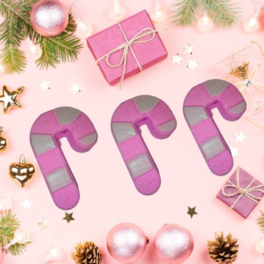 Candy Cane Bath Bombs for wholesale by Marshmallow Blends