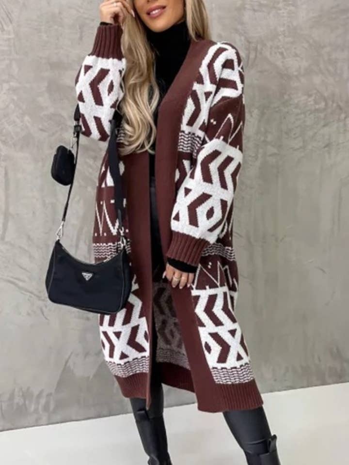 CWOCAL2183_NO-BUTTON LONG SLEEVE SWEATER CARDIGAN LONG STYLE for wholesale by NINEXIS