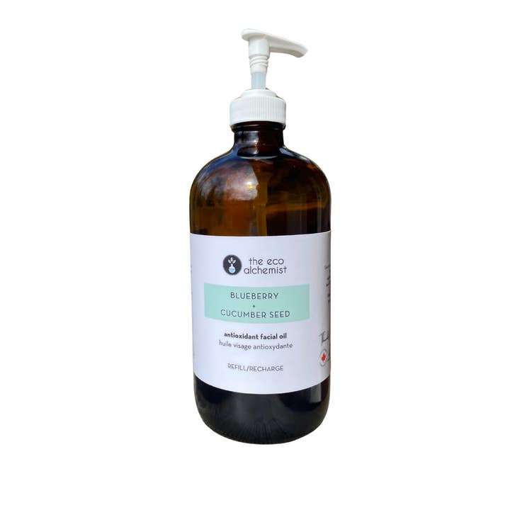 Huile faciale antioxydante myrtille + graine de concombre 500 ml pour la vente par The Eco Alchemist