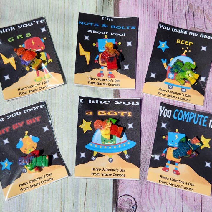 Cartes de Saint Valentin Robot avec crayons pour la vente par Snazzy Crayons